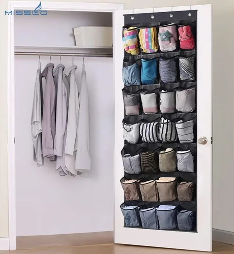 Vista 7 de MISSLO Organizador de zapatos colgante con 28 bolsillos grandes para colgar sobre la puerta, zapatero para puerta de armario, soporte de zapatos