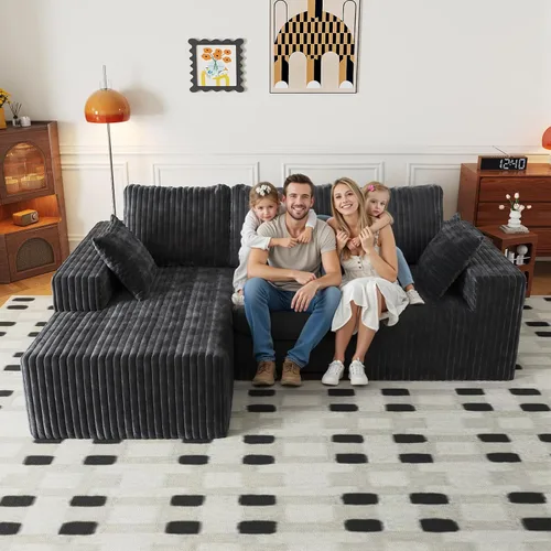 Vista 14 de Cloud - Sofá modular en forma de L con asiento profundo, de espuma viscoelástica comprimida de 3 plazas para sala de estar, sofá modular