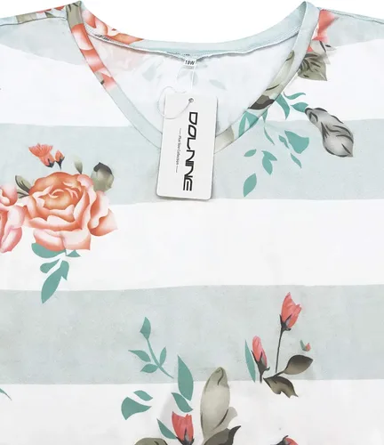 Vista 3 de DOLNINE - Camisetas de manga corta con cuello en V para mujer, casual, de talla extra grande