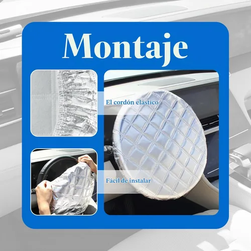 Vista 6 de Cubierta de Volante de Coche con Protección Solar, Cubierta de Rueda de Coche de Película de Aluminio para Aislamiento Térmico y Enfriamiento Lámina