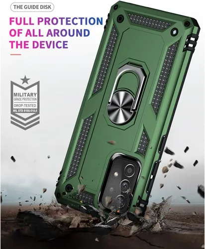 Vista 2 de Yiakeng Funda para Samsung A52, Galaxy A52 con protector de pantalla HD, fundas protectoras de grado militar con anillo para Samsung Galaxy A52 5G