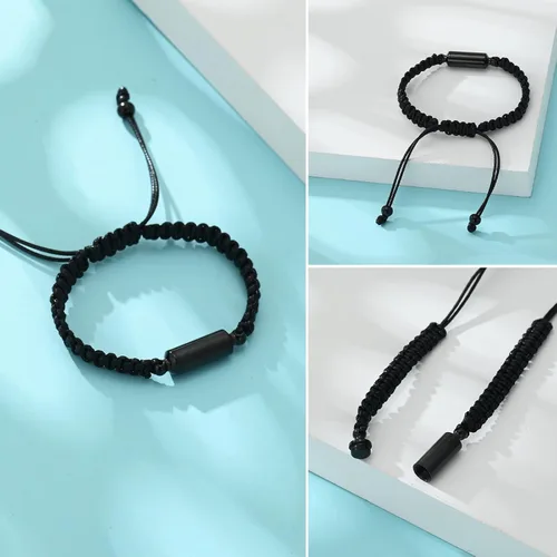 Vista 2 de Hearbeingt Pulsera de urna de cremación para cenizas de cuerda ajustable, pulsera cilíndrica para cenizas para hombres y mujeres, pulsera