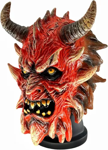 Vista 2 de Máscara de látex realista de diablo rojo para Halloween, cosplay y fiesta