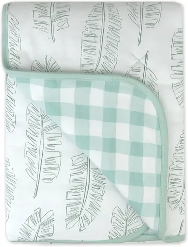 Vista 8 de HonestBaby Manta reversible de bebé 100% algodón orgánico para niños y niñas, azul, talla única
