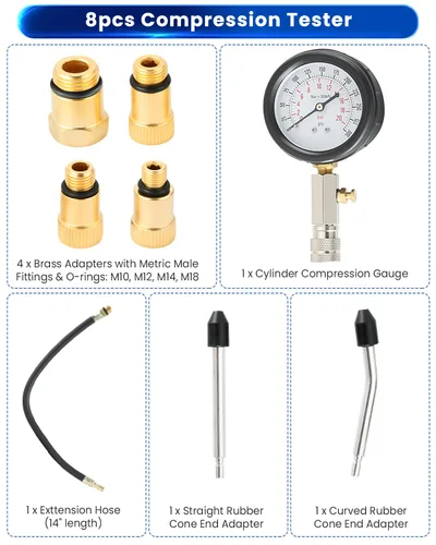 Vista 3 de ATP Probador de compresión Herramienta automotriz Kit de probador de compresión de cilindro de motor profesional