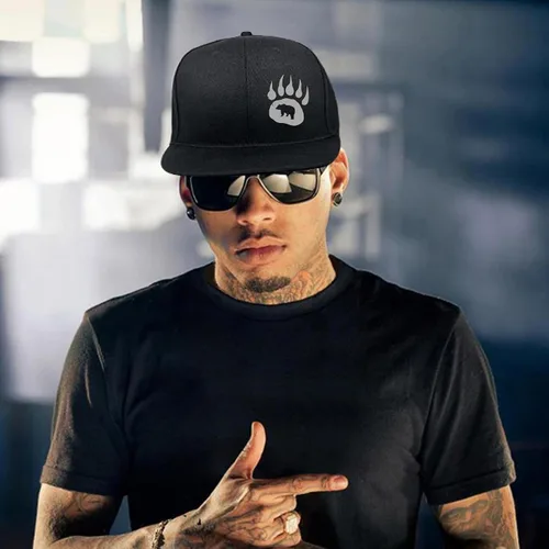Vista 3 de Sombreros Snapback para hombre, sombrero de calavera plana para niño, mochila a presión, gorra de béisbol, esqueleto de mano, color negro