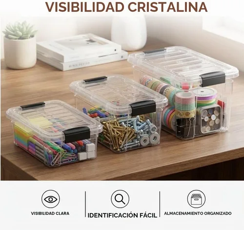 Vista 8 de Superio - Contenedores de almacenamiento de plástico transparente de 1.27 cuartos de galón con tapas, contenedores organizadores apilables, cajas