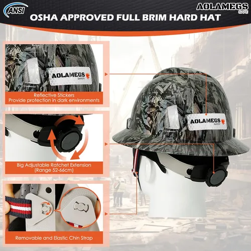 Vista 5 de Stylish Carbon Fiber Pattern Full Brim Hard Hat with Hard Hat Liner and Safety Visor Kit - ANSI Z89.1 Type 1 Class C OSHA Approved Construction Hard