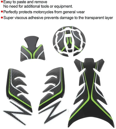 Vista 4 de Calcomanía con diseño de hueso de pescado 3D, protector compatible con cubierta de aceite de motocicleta Z900
