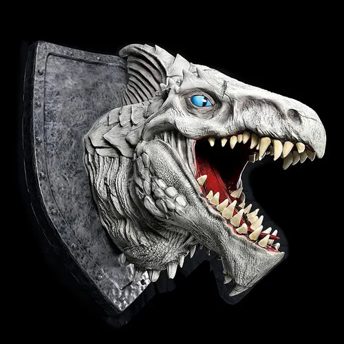 Vista 4 de WizKids D&D Réplicas de los Realms: Placa de Trofeo Dragón Blanco Calabozos y Dragones