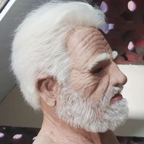 Vista 3 de Máscara de anciano de Halloween para adulto, máscara de anciano, máscara de látex humano realista de cabeza completa para Halloween, cosplay, fiesta