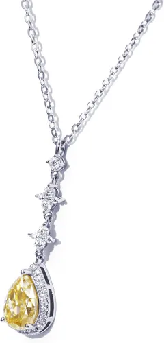 Vista 2 de TIANYU GEMS Collar con colgante de moissanita amarilla de 2 quilates para mujer, plata de ley chapada en oro amarillo de 18 quilates, pera amarilla