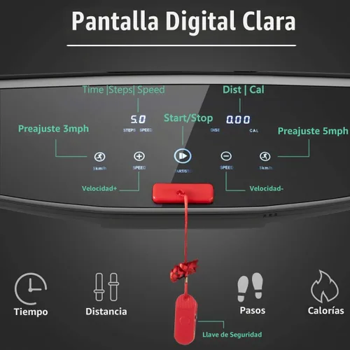 Vista 5 de Goplus 3HP Caminadora eléctrica plegable, caminadora autoestable con control de aplicación, altavoz de dientes azules, pantalla táctil HD, sin