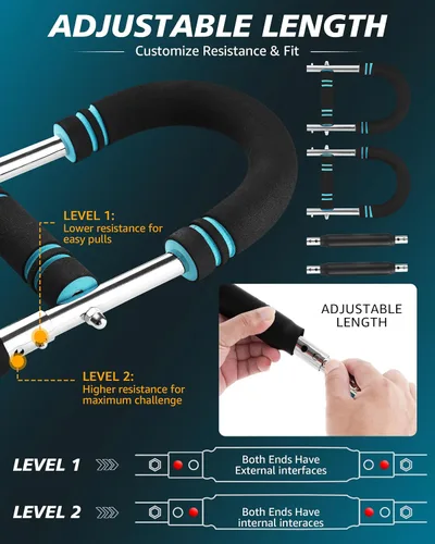 Vista 6 de Twister Arm Exerciser, Adjustable Spring Workout Bar, Forearm Triceps Chest Inner Thigh Muscle Enhanced Exercise Strengthener, Upper Body Strength