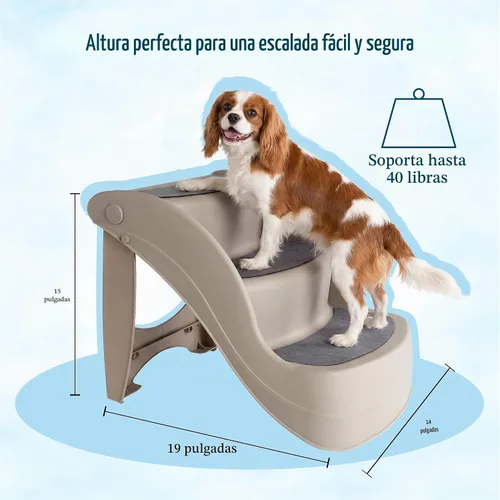 Vista 10 de [Usado] Escaleras plegables de plástico para mascotas, durables, interiores o al aire libre, diseño de 4 pasos, 3 pasos, Bronceado