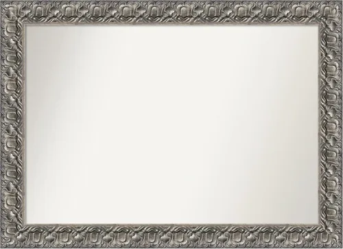 Vista 167 de Amanti Art Espejo de baño plateado para sobre fregadero, 26 x 26 pulgadas, espejo cuadrado de níquel pulido, marco de madera tradicional mediano, se