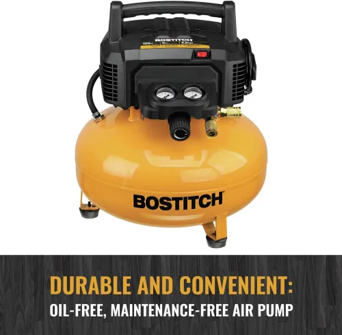 Vista 4 de Bostitch BTFP02012 0.8 HP Compresor de aire tipo panqueque sin aceite de 6 galones
