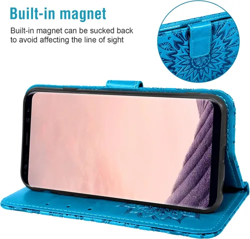 Vista 4 de Funda de teléfono para Samsung Galaxy S8 Plus con protector de pantalla de vidrio templado, funda de cuero con tapa para tarjetero, accesorios
