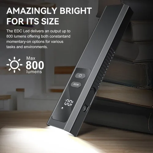 Vista 5 de Linterna plana EDC 5IN1 con haz verde, combo recargable de luz blanca de 800 lúmenes, LT010 luces de flash de bolsillo portátiles con imán