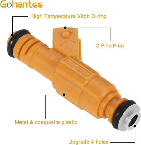 Vista 4 de Inyectores de combustible 0280155710 compatibles con Jeep Cherokee Grand Cherokee 1987-1998 Wrangler Comanche 4.0L 4 agujeros inyector
