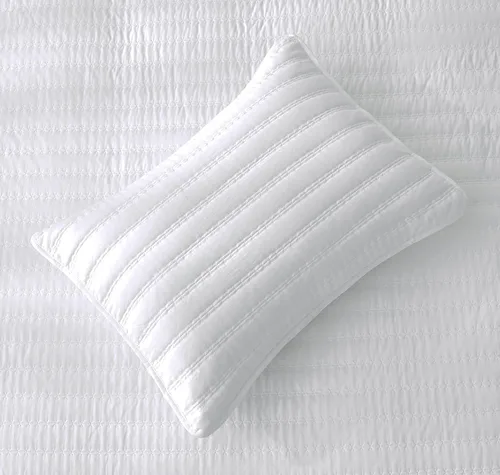 Vista 4 de Chezmoi Collection Valkyrie - Juego de edredón de 3 piezas, color blanco, tamaño Queen, juego de colcha acolchada ligera de microfibra súper suave