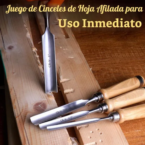 Vista 4 de ATOPLEE Juego de cinceles de madera para carpintería, 4 piezas Herramienta profesional de tallado de madera Herramienta de carpintero CR-V de acero