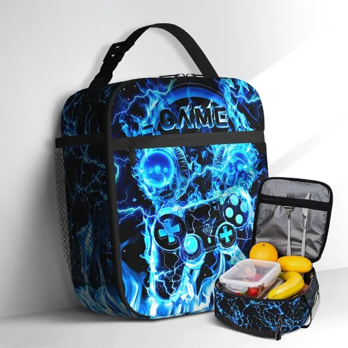 Vista 17 de Lonchera de béisbol con temática deportiva para niños, niñas, adolescentes, bolsa de almuerzo de béisbol aislada para niños, bolsa de almuerzo