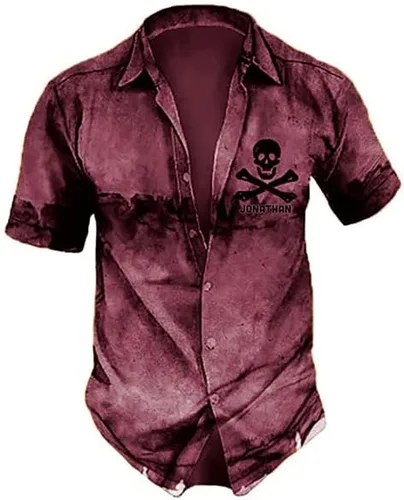 Vista 3 de Camisas hawaianas de calavera para hombre, camisa hawaiana para hombre, camisa hawaiana de calavera hawaiana, camisa hawaiana para hombre, camisa