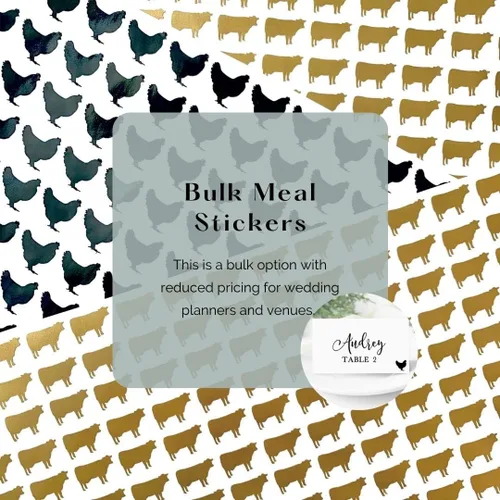 Vista 3 de Meal Indicator Stickers (set of 100) - Menu Choice Icons - Entree Stickers for Place Cards - Escort Card Stickers -Minimalist Meal Choices - Unique