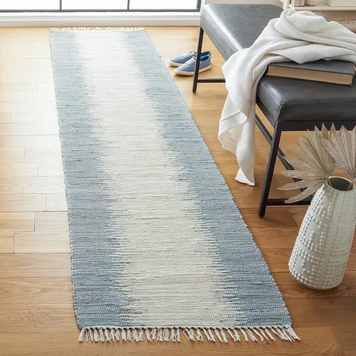 Vista 24 de Alfombra de algodón tejido a mano, color azul. Colección Montauk MTK751A, de Safavieh, Algodón, Azul