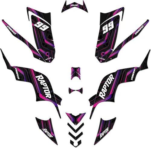 Vista 10 de Kit de gráficos para Yamaha Raptor 90 Electron Series Azul 16 Mil-ATV UTV Dirt Bike Adhesivos, Quad Dirtbike Racing Calcomanía Automotriz Motocross
