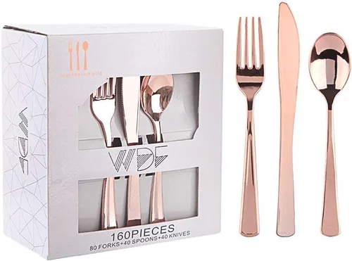 Vista 10 de WDF 100 cucharas de plástico plateadas desechables, cubiertos de plata barrocos de 6.93 pulgadas para pastel de postre, cucharas de plástico
