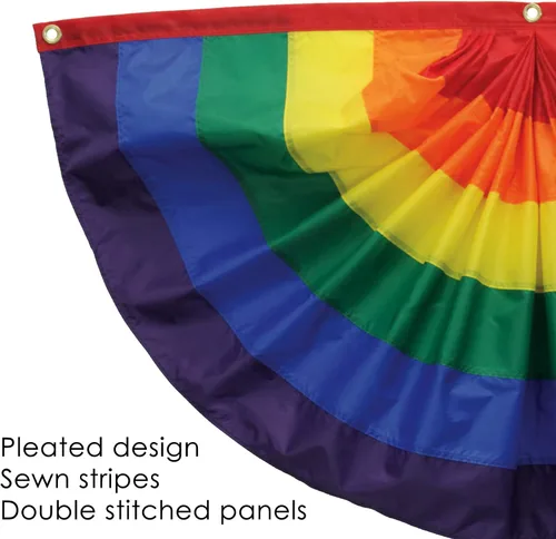 Vista 2 de In the Breeze 3703 Abanico plisado arco iris, 1.5 x 3 pies, decoración para exteriores, 1.5 pies de alto x 3 pies de ancho