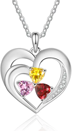 Vista 4 de Jeweidea Collar con colgante de piedra natal y nombre personalizado para mujer, regalo de joyería personalizado para mamá, esposa