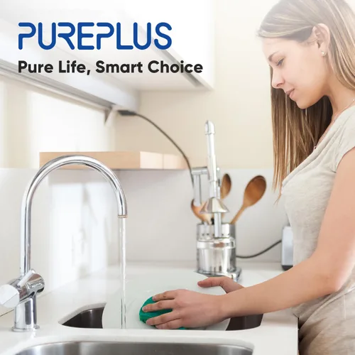 Vista 8 de PUREPLUS Filtro de agua para debajo del fregadero, capacidad de 40,000 galones, 99.99% de reducción de cloro, certificado NSF/ANSI 42, elimina