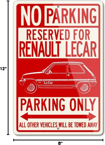 Vista 2 de Renault 5 LeCar Reservado Parking Only Sign de aluminio, S, Rojo