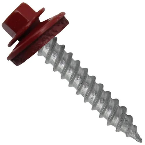 Vista 110 de 12 tornillos para techos de metal gris ABC de 1-1/2 pulgadas, cabezal de arandela hexagonal, arranque automático/roscado, arandela EPDM. 1 bolsa
