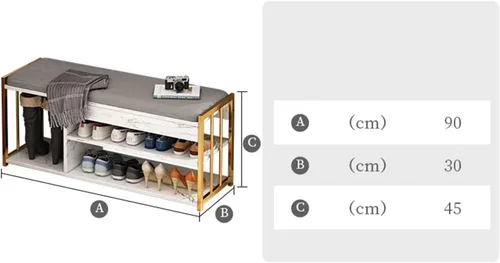 Vista 2 de NgAnoh Zapatero para el hogar, banco de zapatos pequeño, muebles de sala de estar, zapatero de 3 niveles con almacenamiento de botas, organizador