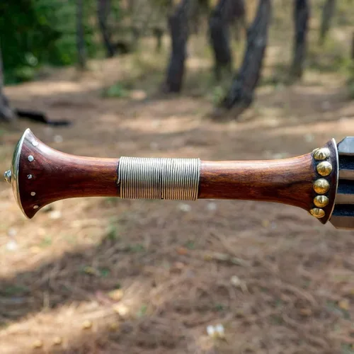 Vista 4 de Generic Espada Konda Ikakalaka hecha a mano, hoja de acero al carbono, antigua espada africana tradicional, espada de caza viene con funda de cuero