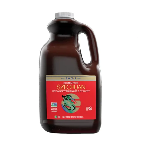Vista 30 de San-J - Paquete variado Spice of Life - Teriyaki, salsa de naranja, szechuan, maní tailandés - Salsas de cocina sin gluten - Sin OGM - Botellas