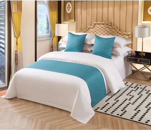 Vista 8 de Bufanda sólida para cama, camino de cama, bufanda de protección para hotel, casa de huéspedes, centros turísticos, dormitorio