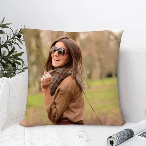 Vista 7 de Almohada de fotos personalizada con texto, funda de almohada personalizada de dos lados, 18 x 18 pulgadas, funda de almohada personalizable