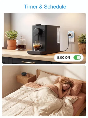 Vista 2 de EIGHTREE Enchufe inteligente 2025, actualización a 15A, toma de corriente Bluetooth y Wi-Fi de doble conexión, control de voz, toma de control
