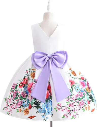 Vista 2 de Cosplay Life Elegante vestido de flores Glown para niñas y adultos jóvenes a la moda, con lazo, flores, fiestas, festivales, edades de 5 a 9 años