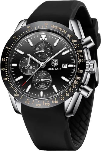 Vista 13 de BENYAR Reloj analógico de cuarzo cronógrafo impermeable luminoso de diseñador para hombre, reloj de pulsera para hombre, para negocios, trabajo