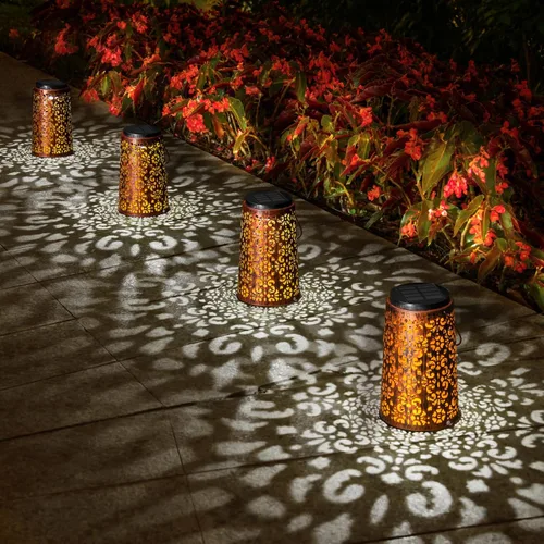 Vista 9 de Faroles solares colgantes para exteriores, paquete de 2 Metal, impermeable, iluminación decorativa, multiuso