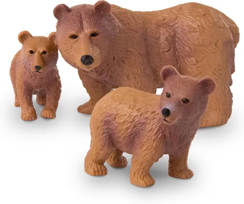 Vista 5 de Terra by Battat Conjunto familiar realista de oso pardo - 4 figuras de animales de plástico para niños, animales educativos de zoológico y juguetes