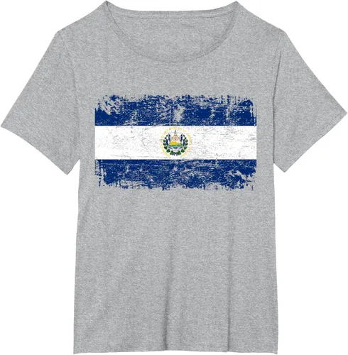 Vista 52 de EL SALVADOR Bandera Vintage Hombres Mujeres Niños Camiseta EL SALVADOR
