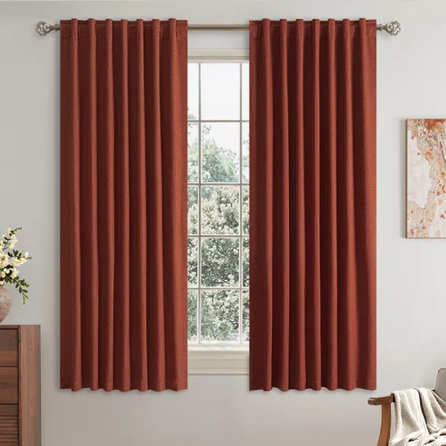 Vista 9 de EMEMA - Cortinas opacas de lino color beige, 72 pulgadas de largo, 2 paneles para dormitorio o sala de estar, con aislamiento térmico, 100%