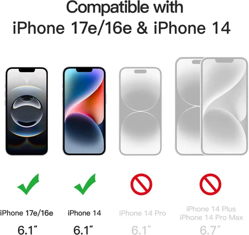 Vista 2 de Protector de pantalla de privacidad JETech para iPhone 16e 2025, iPhone 14 de 6.1 pulgadas, película de vidrio templado antiespía, 2